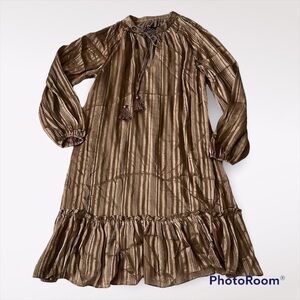 Tommy Hilfiger Shadow glitter stripe premier fabrics dress in pine bark size 6